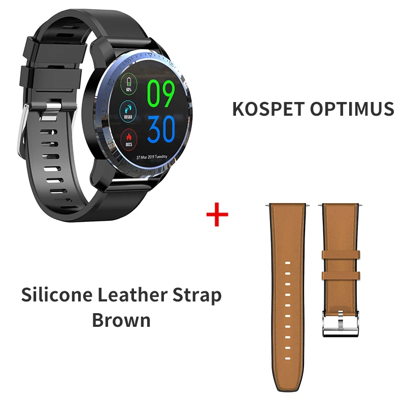 Add Brown Strap Смарт-часы KOSPET Optimus, 2 ГБ, 16 ГБ, wifi, 8,0 МП, камера IP67, водонепроницаемые, две системы, 800 мАч, gps, 4G, Смарт-часы для мужчин, Android, sim-карта - Цвет: Add Brown Strap