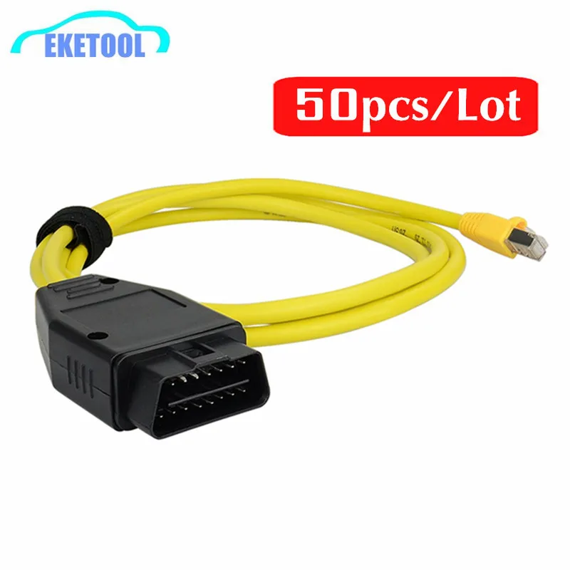 Фото Кабель OBD2 50 шт./лот для BMW Enet Network F-Series OBD2, 16-контактный адаптер, металлический разъем iCOM для BMW F-series RJ45 №1