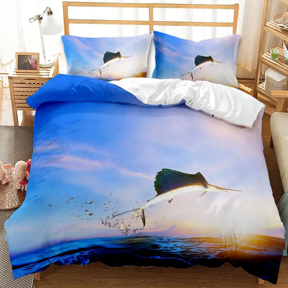

HD Digital Print Sea animal Bedding Sets Duvet Cover+ Pillowcase 2/3pcs Customized bed set US/AU/EU size 11 Size