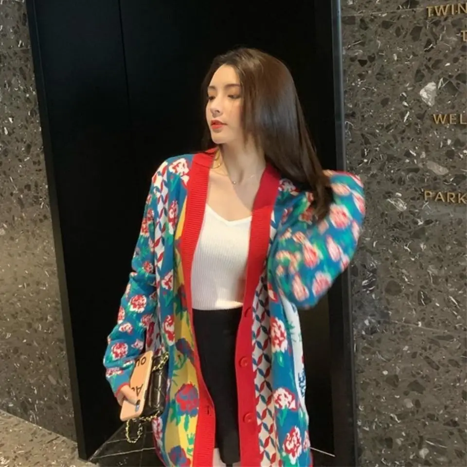 

2021 New Style with Fashionable Cardigan Fashion Loose, Wear Korean Gentle Style Spring and Autumn Thin Knitted Sweater Coat
