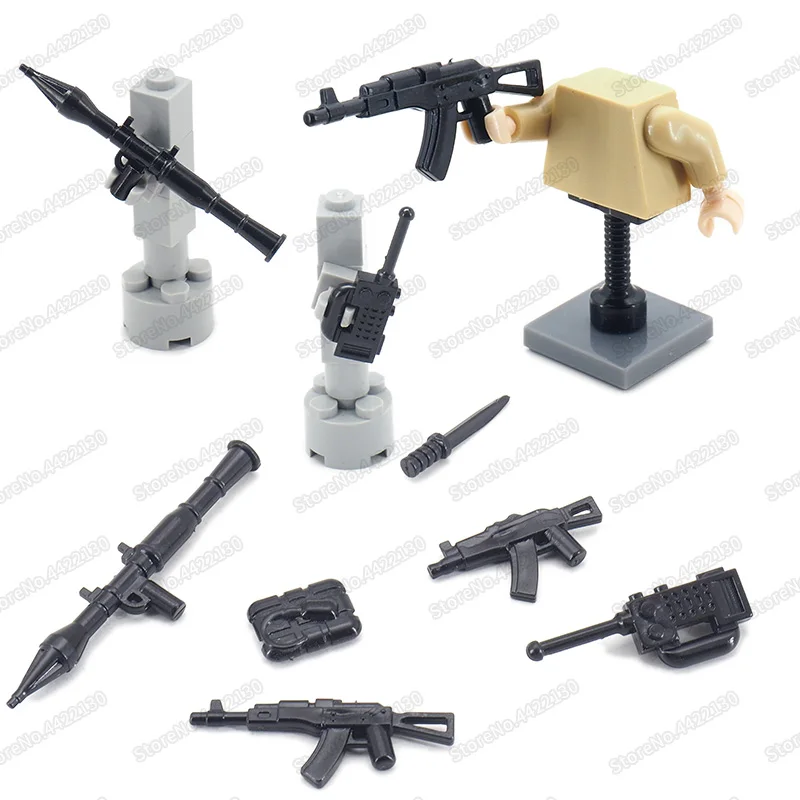 Military Weapons Army Communicator Gun Soldier Building Block Figures Equipment Accessories WW2 Model Moc Boy Gift Children Toys | Игрушки и