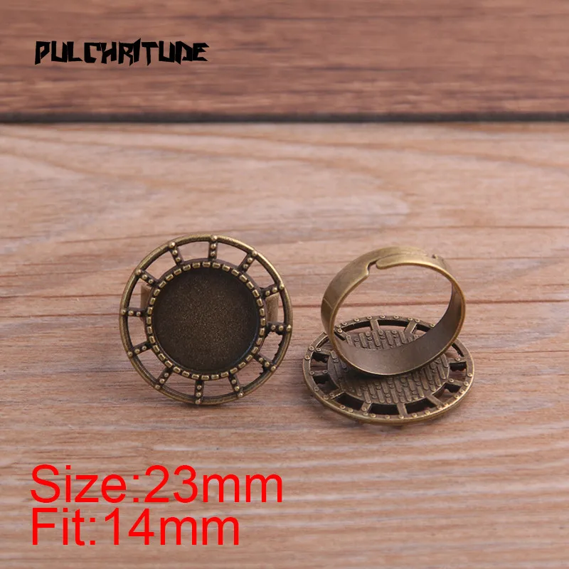 4 шт. подходит для 14 мм Античная бронзовая латунь Ажурная резьба круглые