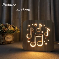 creative musical note 3d solid wood lamp usb operated new peculiar creative led night light gift lamp support customization