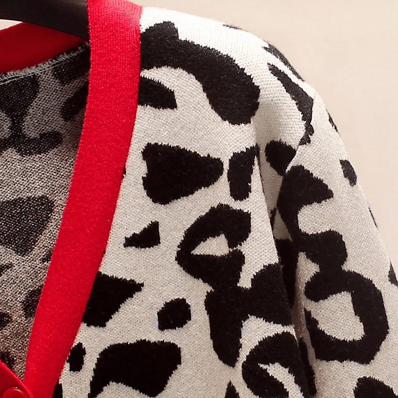 Женский кардиган с леопардовым принтом GIGOGOU Черный винтажный однобортный