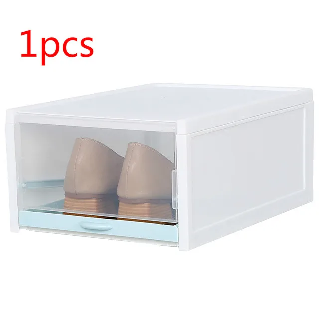Blue 1pcs 3 шт./компл. шкаф с выдвижными ящиками коробка для обуви наращиваемых дома бункеры Для женщин Для мужчин Складные туфли Коробки Пластик города мекаку»; флип Органайзеры - Цвет: Blue 1pcs