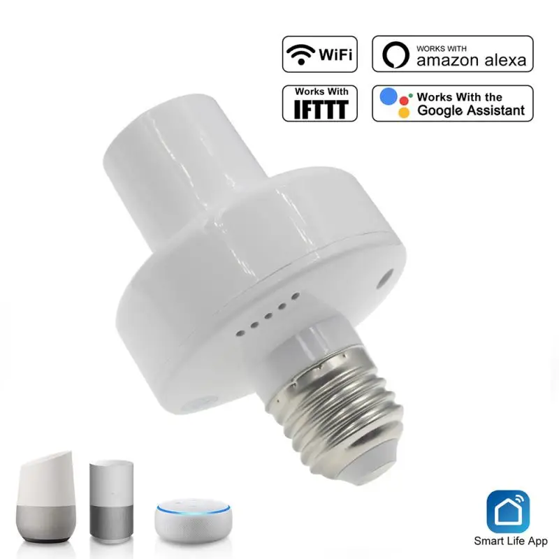 

Tuya Smart WiFi Light Socket Lamp Holder For Led Bulb E27 E26 Smart Lamp Holder Timer Google Home Echo Alexa Voice Control