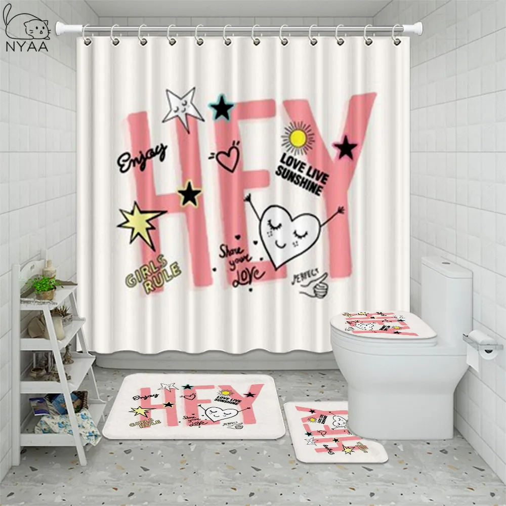 Водонепроницаемая занавеска для душа и унитаза с принтом в виде сердца | Дом сад