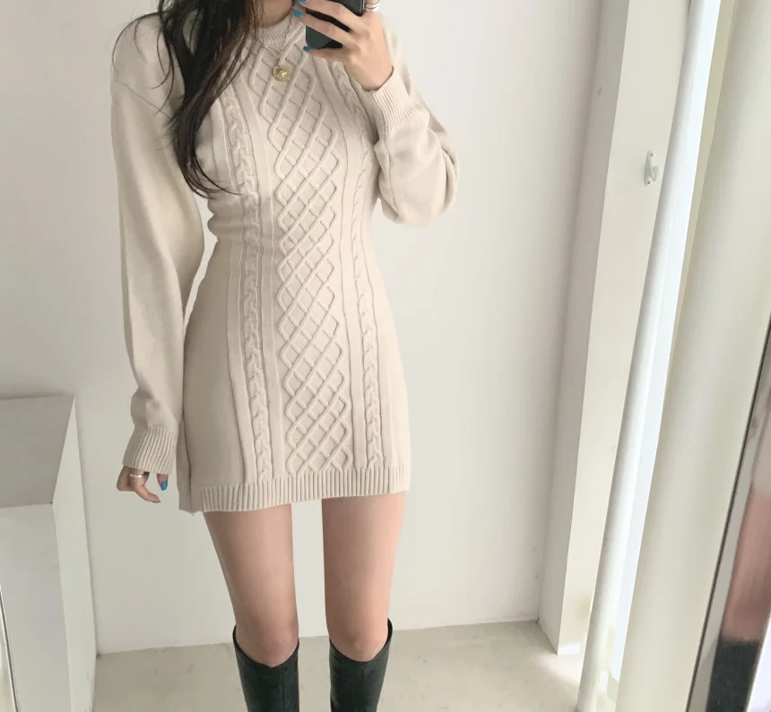 

CMAZ 2021 Autumn and Winter Korean Sexy Waist Hollow-out Slimming round Neck Sets