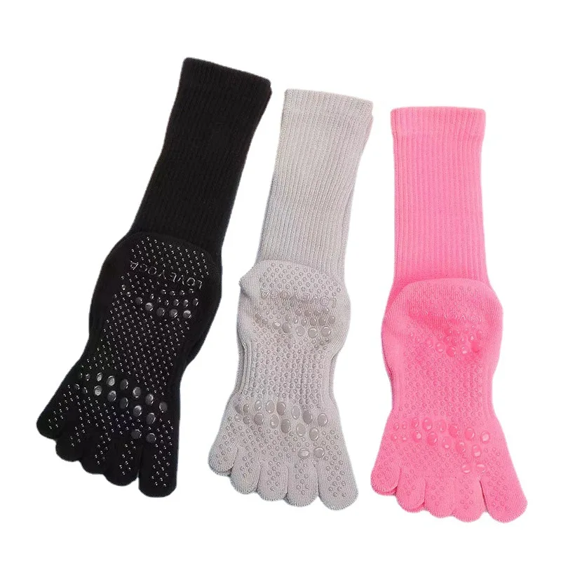 

Four Seasons Can Wear Women's Non-slip Medium Five Finger Socks Female Cotton YOGA Pilates Professional Sports Yoga Socks