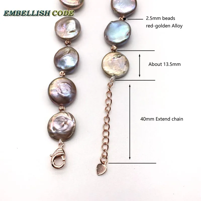 

NEW color unusual baroque pearl choker necklace gray few purple round coin flat shape freshwater pearls fold face 50cm 58cm