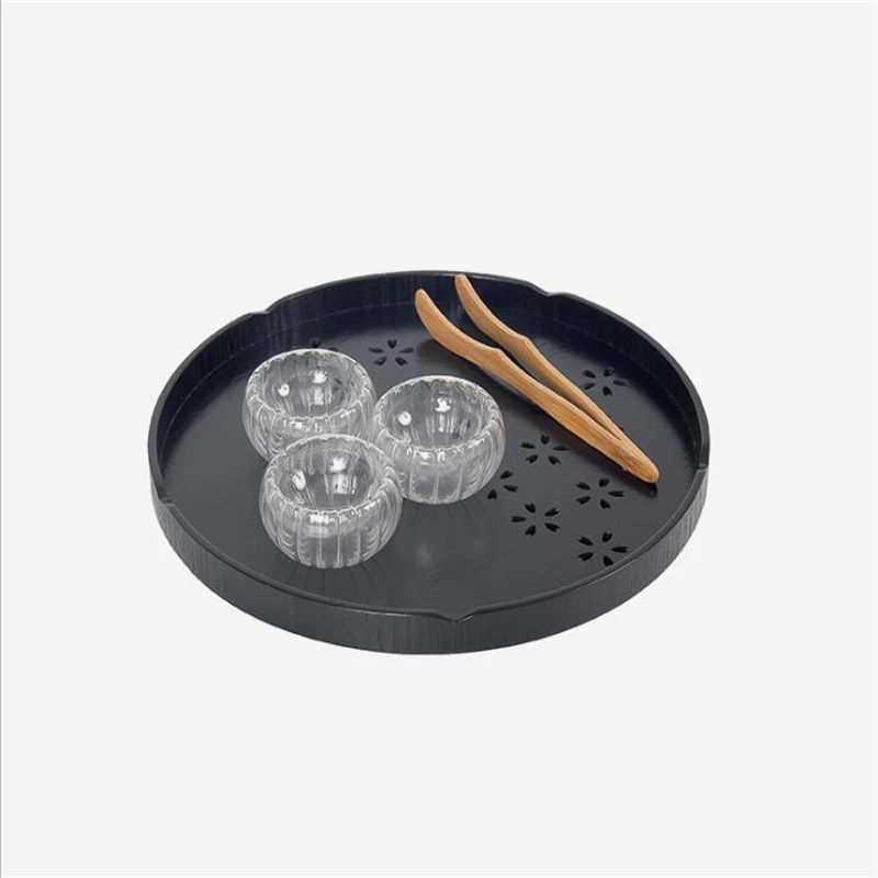 Round Shape Solid Wood Tea Coffee Snack fruit Food Meals Serving Tray Plate Restaurant Trays Kitchen Supply | Дом и сад