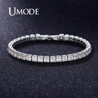 umode 0 25ct clear square cubic zirconia tennis bracelet for men women wedding luxury jewelry 0 16 inches femme moda ub0178a