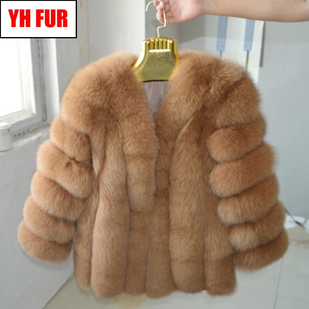 Россия Лидер продаж Женская Шуба из натурального Лисьего меха с длинным рукавом