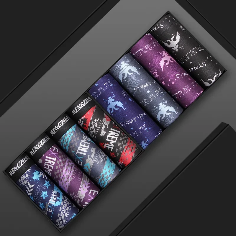 8Pcs/Lot Men's Underwear Youth Boxer Pants Cotton Oversized Shorts Medium Waist Adult Four Corner Underpants