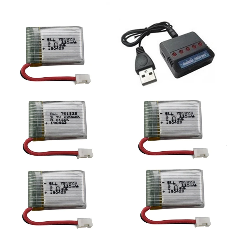 3,7 в 220 мАч LIPO батарея с зарядным устройством для E010 T36 NH010 F36 H36 RC дроны батарея для HS210 SANROCK GD65A ATOYX AT-66 751823 - Цвет: Бургундия