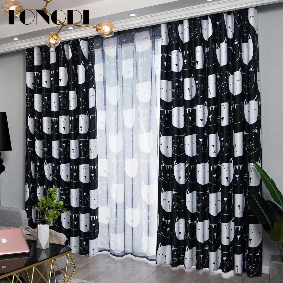 Светонепроницаемые шторы TONGDI для детей Мультяшные милые и с принтом кошек