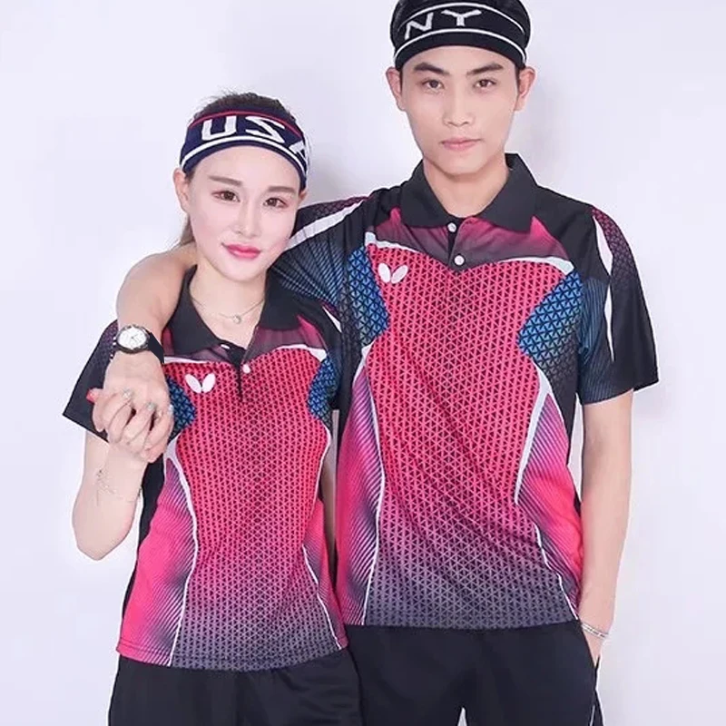 

New Table Tennis Short Sleeve Men Women Ping Pang Badminton Tennis T Shirt Sport Quick Drying Sweat Wicking Sportswear Polo