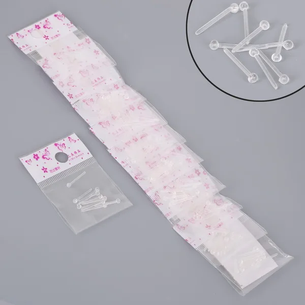 Антиаллергенные пластиковые серьги-гвоздики 100 шт./упак. 10 упаковок прозрачные