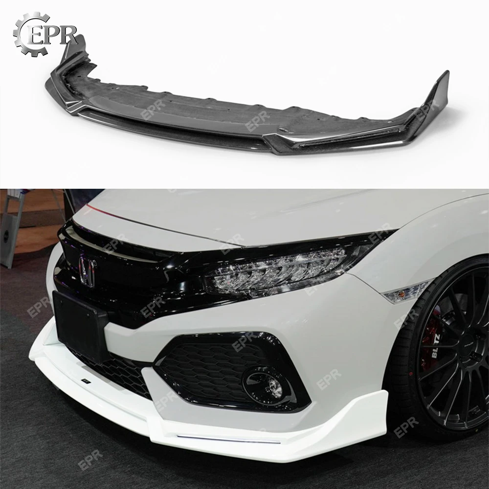 Для Civic FK7 хэтчбек BTZ Стиль углеродного волокна передняя отделка губ|Спойлеры и