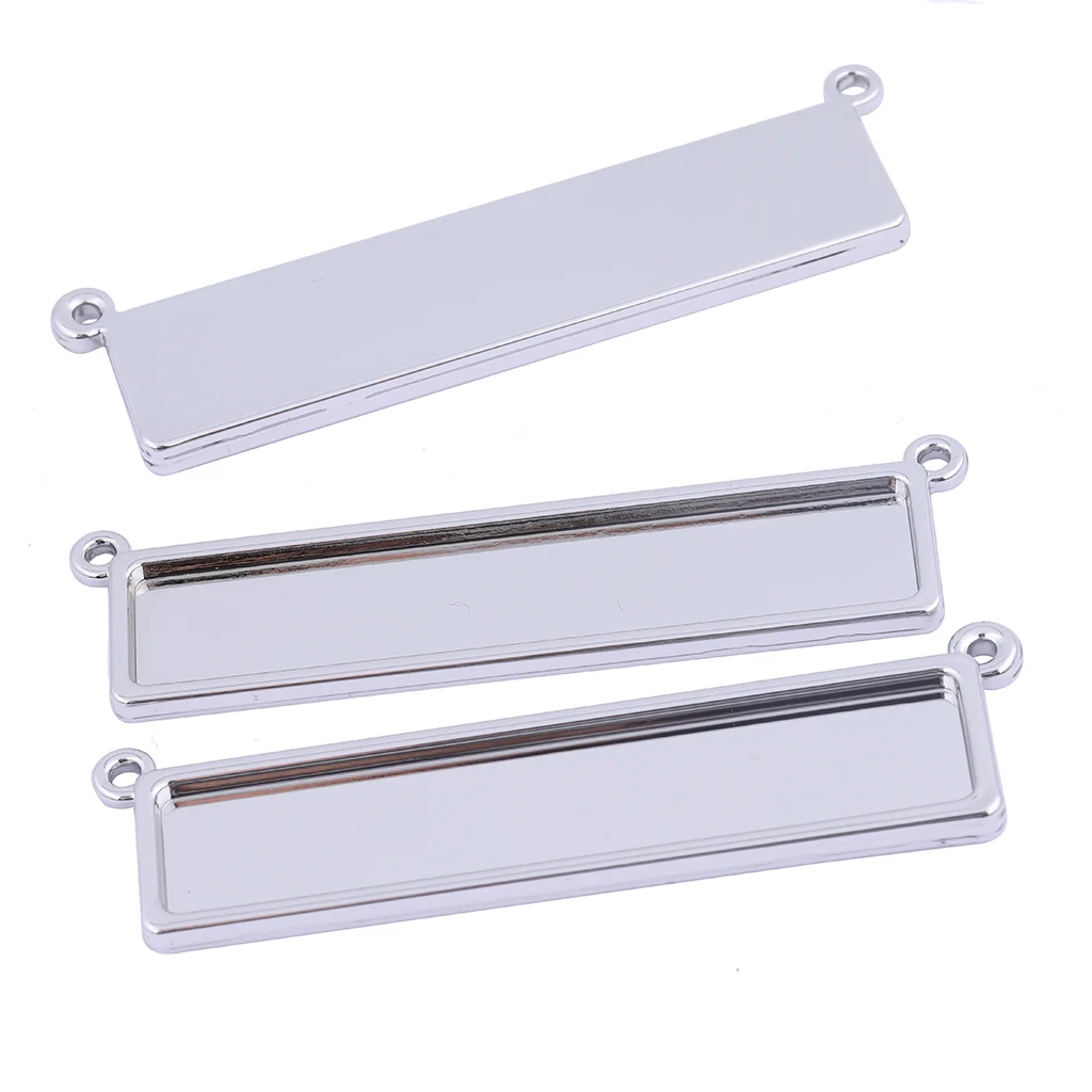 

5pcs Rectangle Cabochon Base Settings 10x50mm Pendant Bezel Trays With Ear Loop Diy Necklace Blanks For Jewelry Making