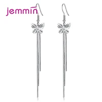 boutique women 925 sterling silver tassel long drop earrings bowknot pierced dangle earing party wedding eardrop jewelry