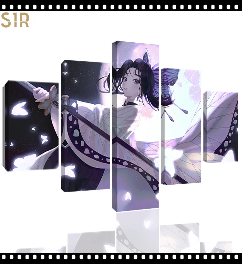 

Kimetsu No Yaiba Wall Art 5 Pieces Canvas Painting Poster Pictures Home Decor Living Room HD Printed Game Poster Anime Wall Art