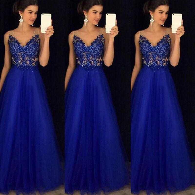 

Formal Wedding Women Dress Long Evening Party Dress Ball Prom Gown Elegant vestido Ladies Lace Floral Long Dress