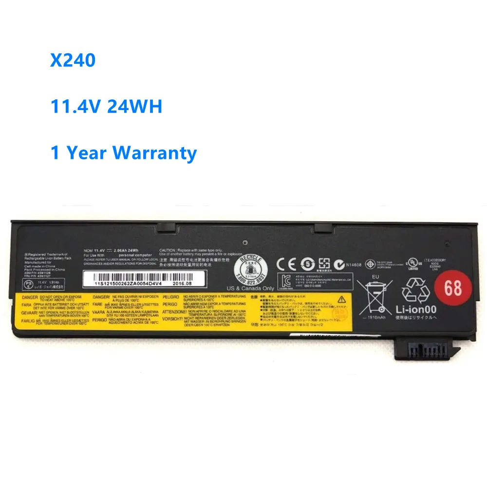 Новый аккумулятор X240 для ноутбука Lenovo ThinkPad T440S T440 X250 T450S X260 S440 S540 11 4 в 24 Вт/ч 2100 мАч |