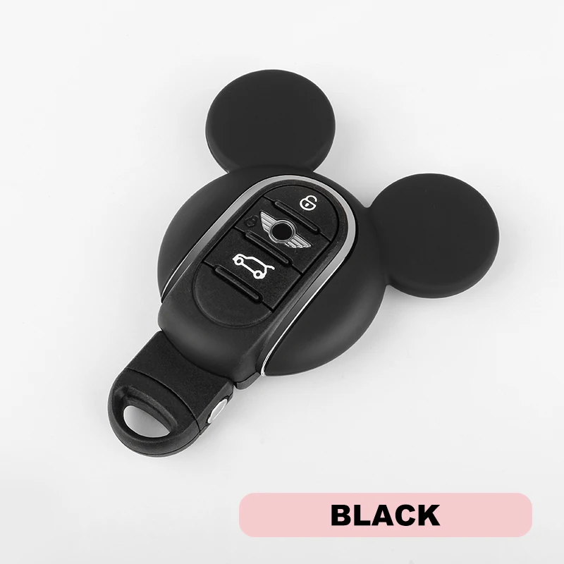 Для Mini Cooper F54 F55 F56 F57 F60 Clubman Countryman One S JCW чехол для ключей в виде мышки, бантик-ушки, милый чехол для ключей в автомобиле, защитные аксессуары - Название цвета: Black