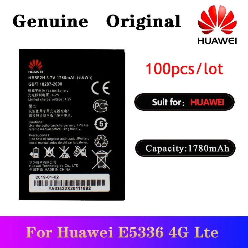 

100pcs/lot Original Battery HB5F2H For Huawei E5336 E5375 EC5377 E5373 E5330 4G Lte WIFI Router Mobile Phone Batteria 1780mAh