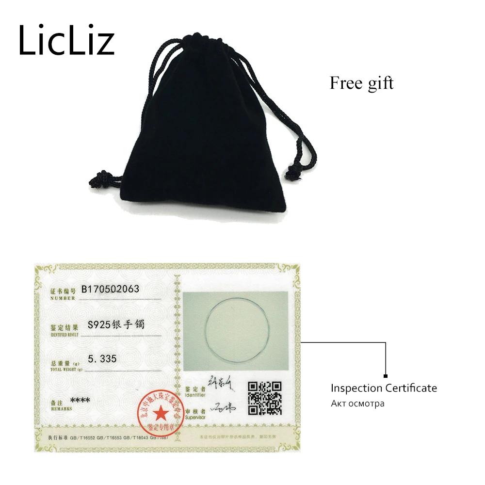 LicLiz, настоящее 925 пробы, серебряный браслет, браслеты для женщин и мужчин, хорошее Серебро S925, ювелирное изделие, серебряные одноцветные простые круглые браслеты LB0080