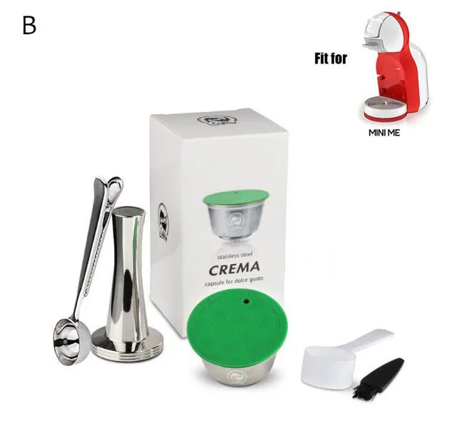 Металлическая многоразовая капсула dolcegusto из нержавеющей стали, совместимая с кофемашиной Nescafe, многоразовый фильтр Dolci Dripper Tamper - Цвет: 1 capsule-B 1tamperS