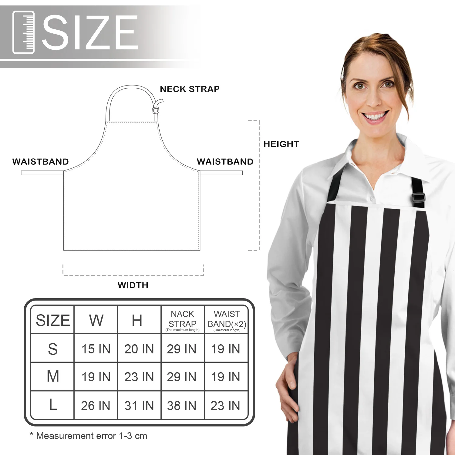 Простой черный и белый в полоску напечатанные кухонные фартуки Прочный