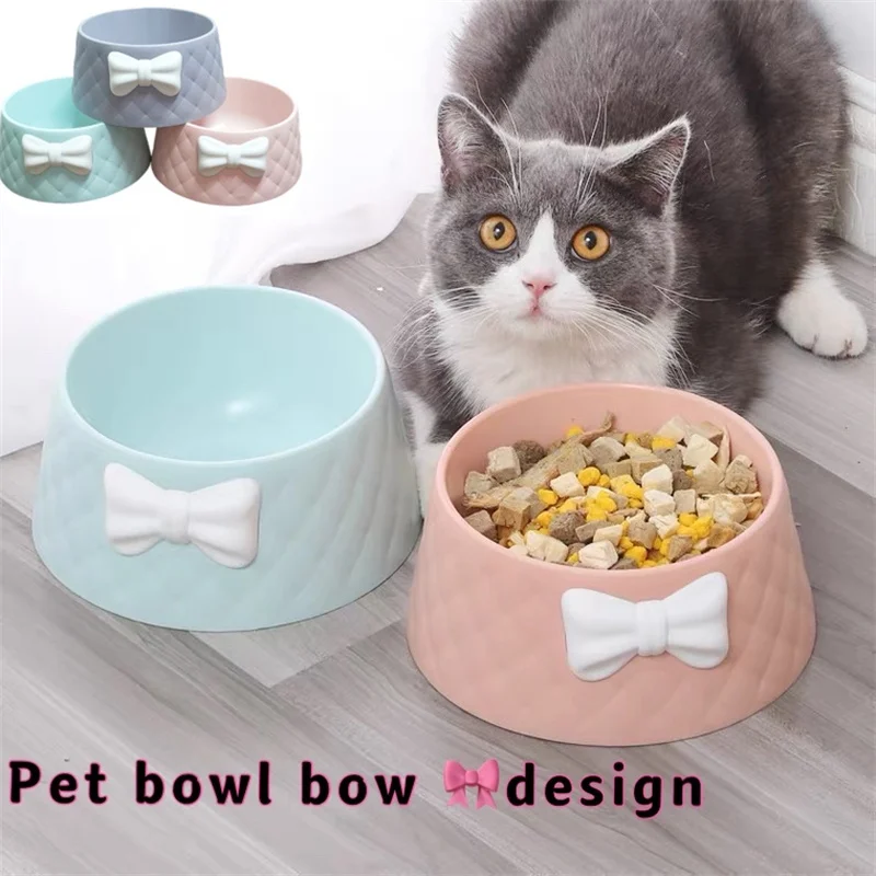 

2021 New Pet Dog Feeder Dog Waterer Bowknot Cat Bowl Durable Non-slip Dog Bowl Pet Waterer Pet Supplies Dog Bowl Dog Accessories