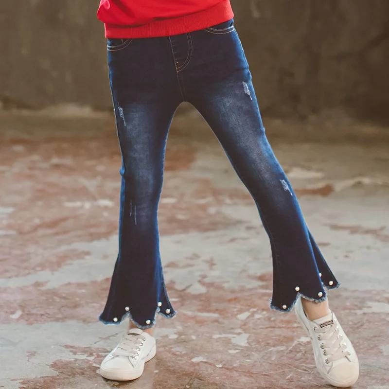 Детские джинсы для девочек штаны сезон осень-зима однотонные брюки