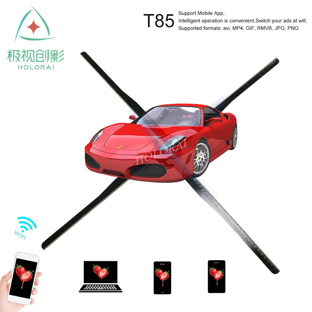 

New Upgrade 84cm Wifi 3D Hologram Projector Light Advertising Display LED Fan Holographic Imaging Lamp 3D Remote Hologram Player