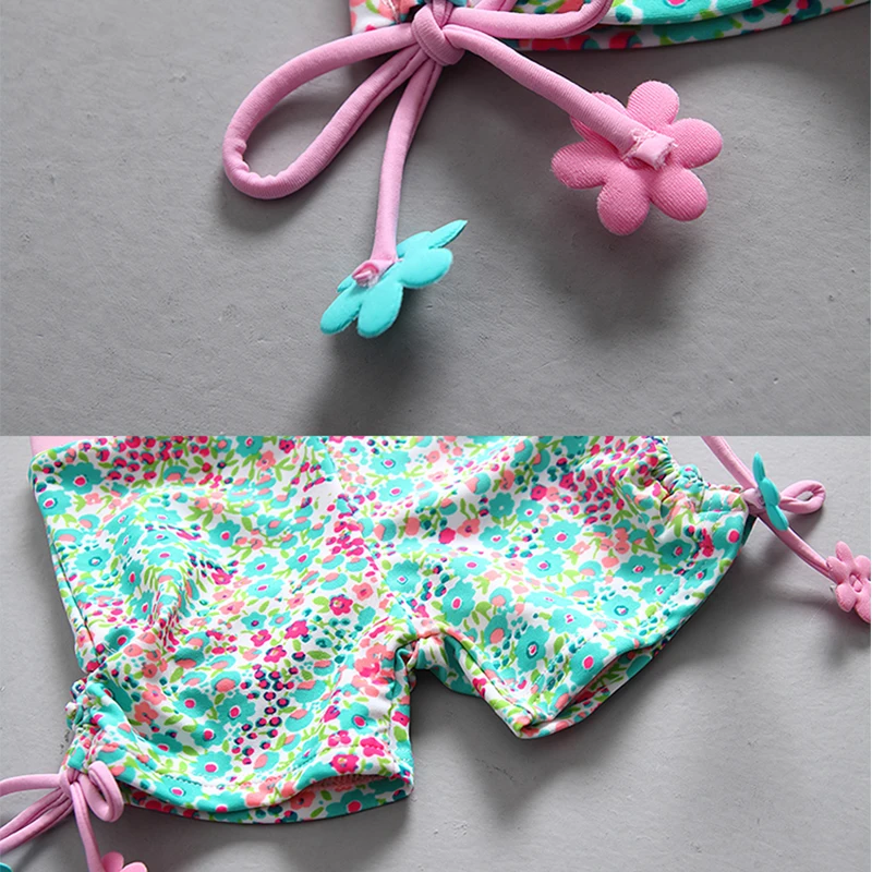Pink Floral Sun Hat 3-Piece Girl Swimwear Children 2020 Toddler Baby Swimsuit Kids 2-Piece Swimming Long Sleeves Swim Wear Suit