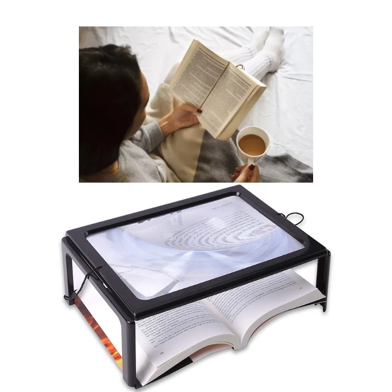 grande com 4 luzes led, para leitura,