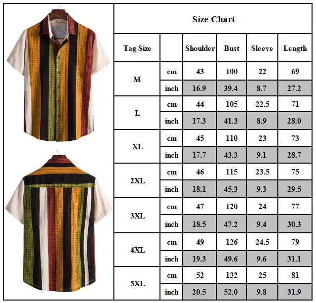 

Men's Hawaiian T Shirt Summer Short Sleeve Beach Striped Casual Tee Tops Blouse