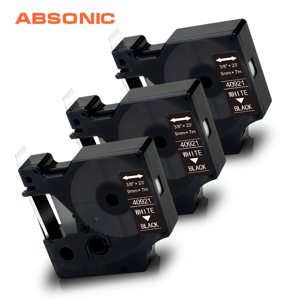 

Печатная машина Absonic 9 мм * 7 м, 40921, белая на черном для Dymo D1, Резиновая лента для принтера Dymo Manager 160 210D 280 360D 420P, пишущая машинка