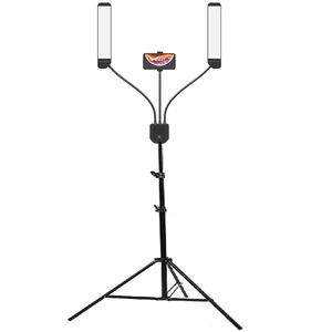 Аксессуары для фотостудий двуручным хватом заполнить светодиодный кольцевой светильник с 200 см штатив с двойной светодиодный RGB полосы добавить стенд 3300K-5500K 288 шт. светодиодный для телефона