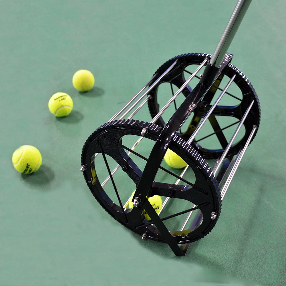 

Tennis Ball Picker 55 Balls Capacity Tennis Balls Retriever Ball Hopper Roller Tennis Training Accessories