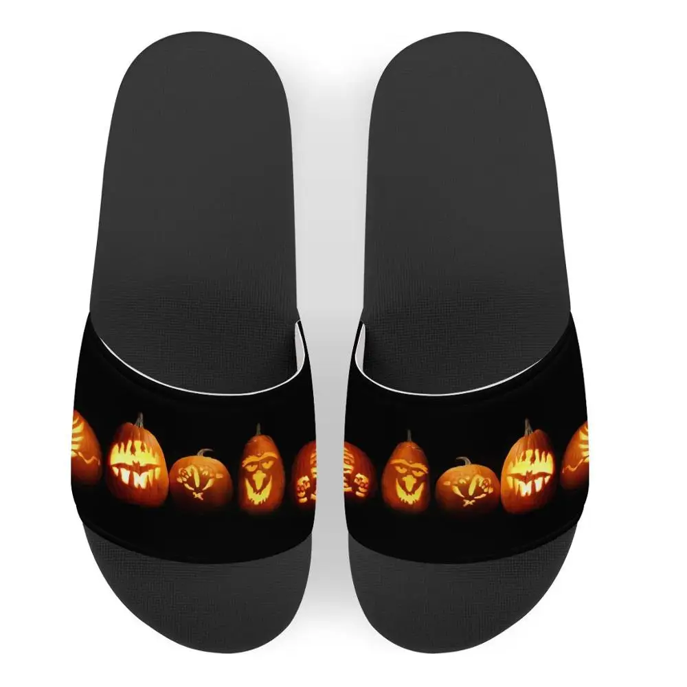 Новые красивые тапочки на заказ с буквенным принтом Хэллоуин женские пляжные
