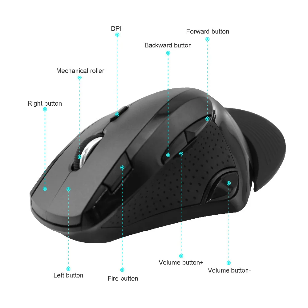 Delux M910GB 2,4 GHz беспроводная мышь 9 Кнопок 2400 dpi эргономичные вертикальные офисные мыши со съемной подставкой для рук для ПК ноутбука