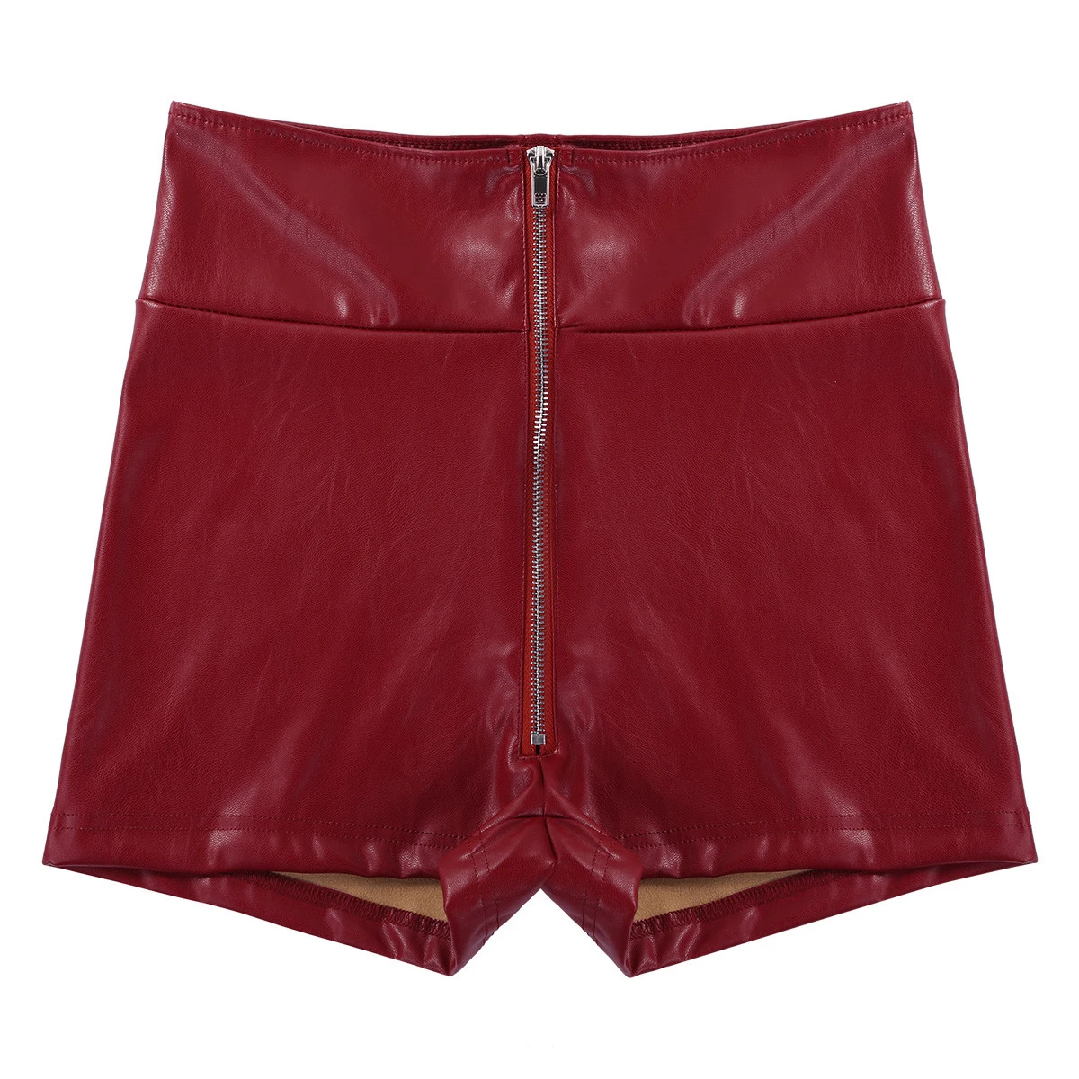Женские сексуальные шорты из искусственной кожи с высокой талией и молнией