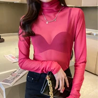 ljsxls 2021 summer women sexy see through blouses candy colors mesh tops transparent white long sleeve shirts blusas y camisas