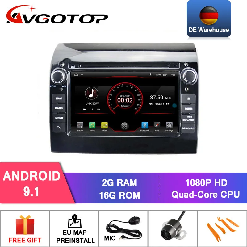 K5586 2GB 16GB MODEL DE STOCK! AVGOTOP Android 9.1 CAR DVD PLAYER Navigation for FIAT DUCATO/JUMPER/BOXER Built-In WiFi Car Radio GPS - Цвет: K5586 2GB 16GB MODEL