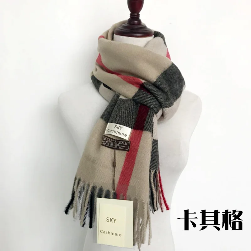 

Classic Cashmere Plaid Scarf Shawl Women Warm Plaid Shawl Cloak Thick Blanket Fringed Scarf 2021 Large Blended Cashmere Scarves