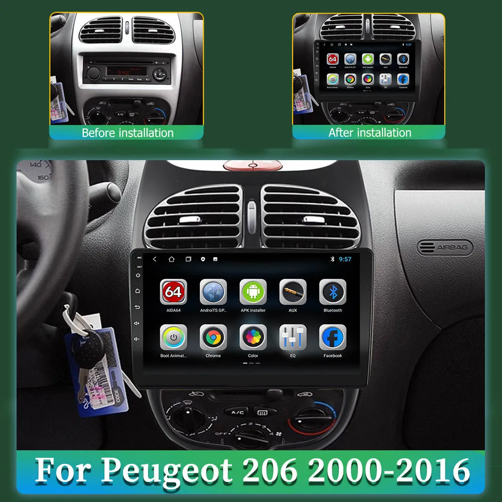 Для PEUGEOT 206 2000 2018 Android 10 0 DSP 8 core автомобильный Радио навигации мультимедиа плеер GPS