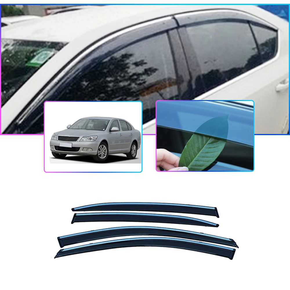 4 шт. дефлекторы на козырек от солнца и дождя для Skoda Octavia 2007 2008 2009 2010 2011 2012 2014|Навесы